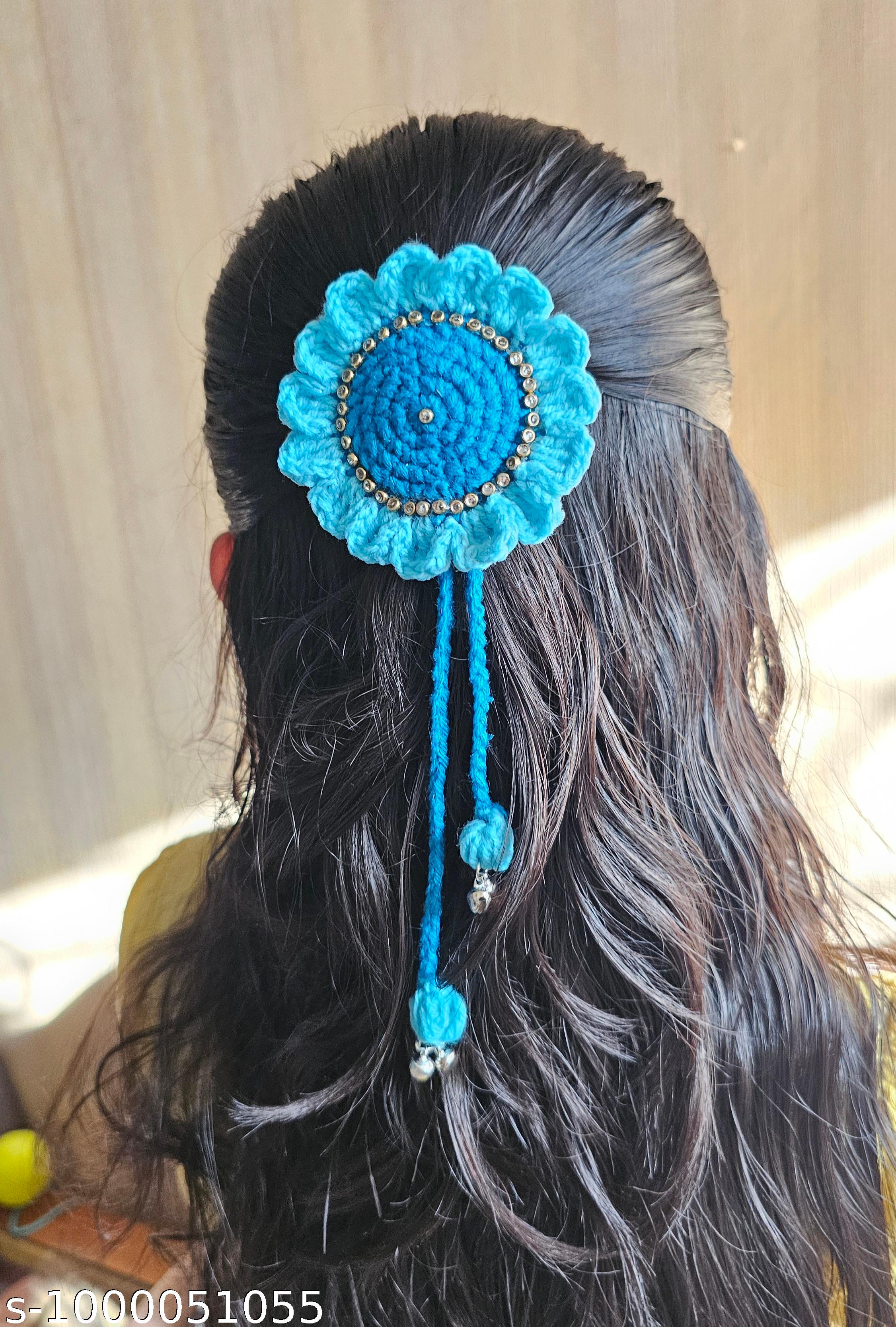 Handmade Crochet Floral Hair elastic rubber band/ Hair Brooch