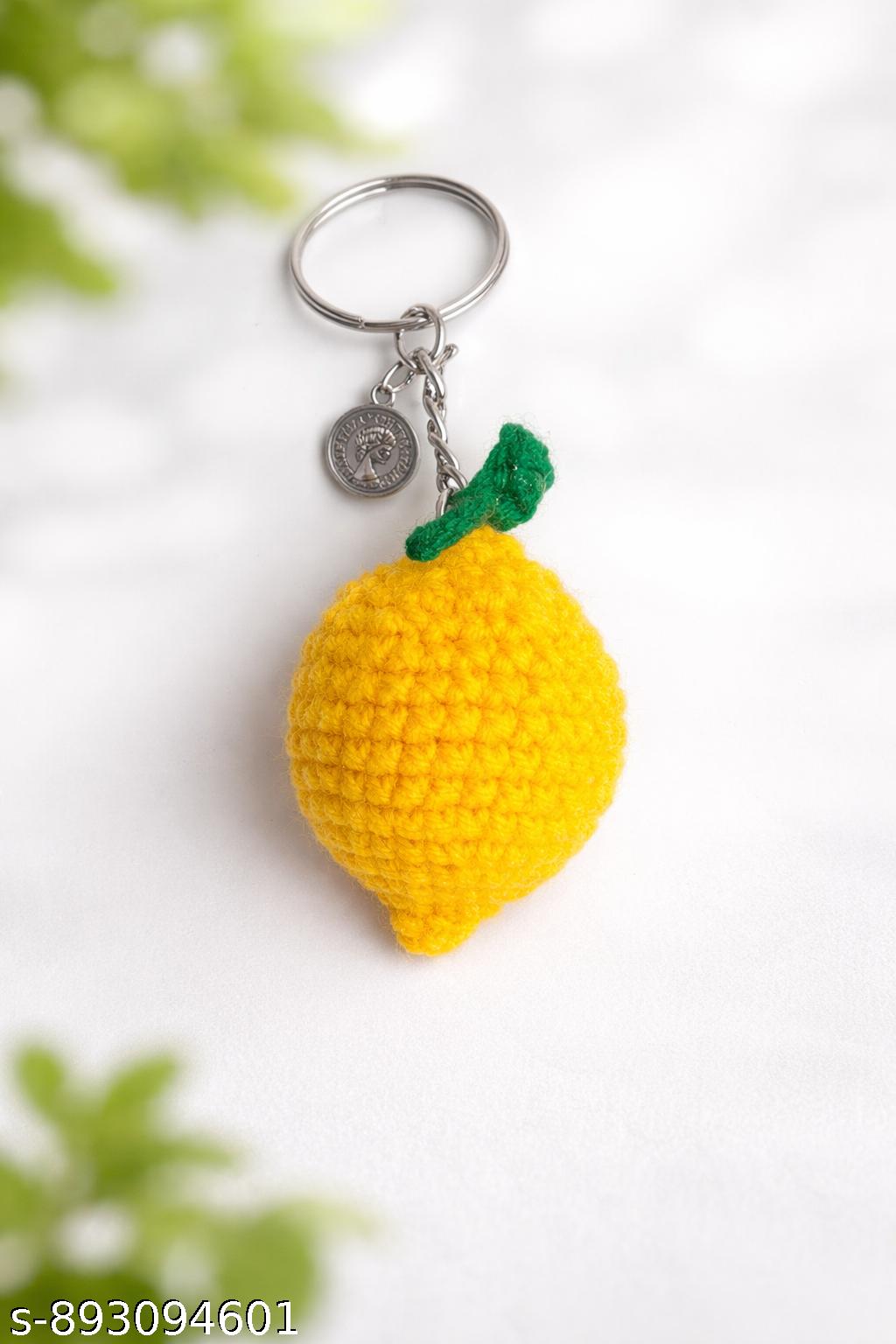 Lemon Keychain | Cute Fruit Keyring | Soft Yarn Bag Charm
