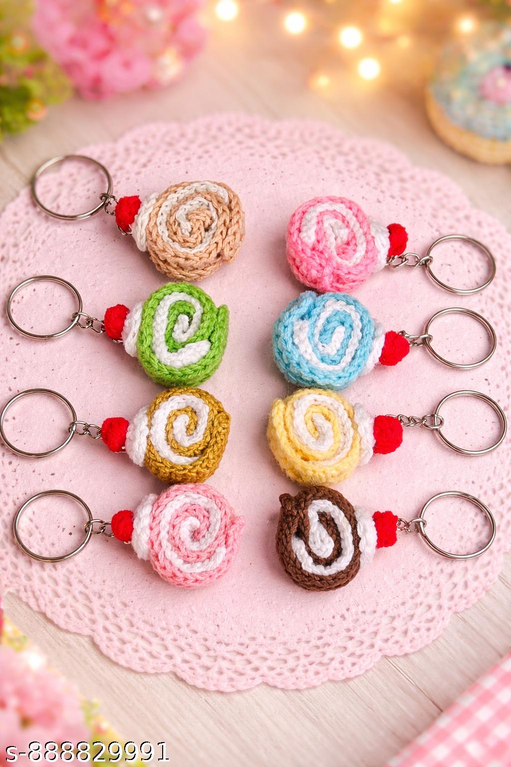 Crochet  Swiss roll cake  Keychain (Pack of 2)